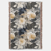 Couverture Crème noire sauvage Léopard Animal Floral (devant Vertical)