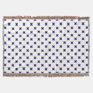 Couverture Croix bleu marine sur blanc