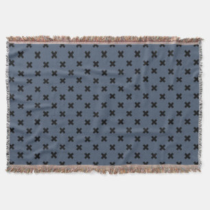 Couverture Croix noire coutures sur bleu-gris
