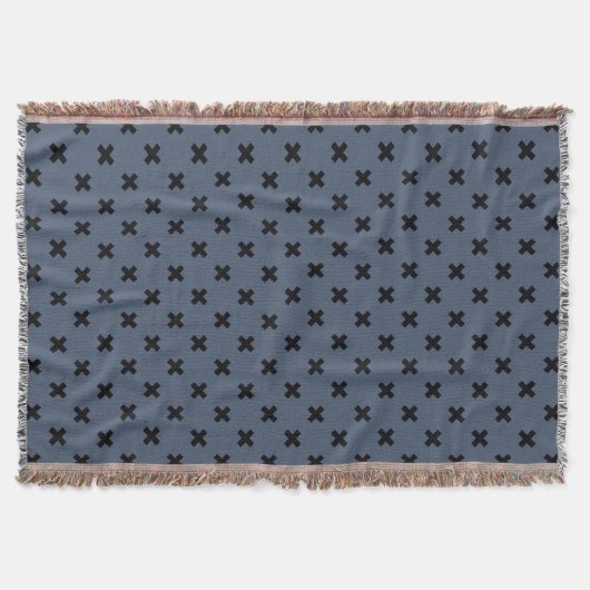 Couverture Croix noire coutures sur bleu-gris (Devant)