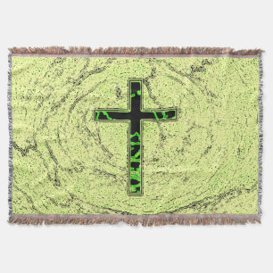 COUVERTURE CROIX NOIRE ET VERTE AVEC ARRIÈRE - PLAN EN MARBRE