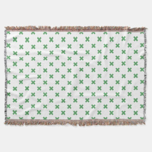 Couverture Croix verte coutures sur blanc