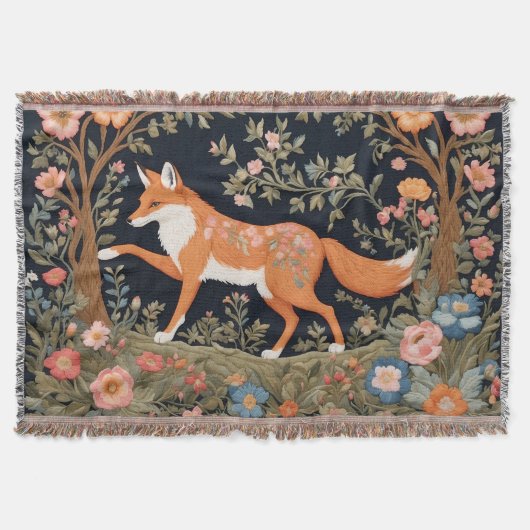 Couverture Curieux Fox Faux Broderie Élégant Floral (Devant)