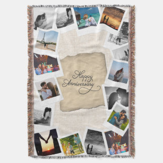 Couverture Custom Anniversary Photo Collage with Linen