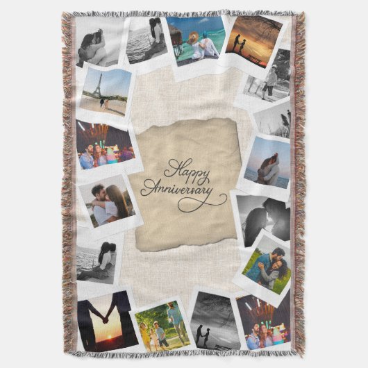 Couverture Custom Anniversary Photo Collage with Linen (devant Vertical)