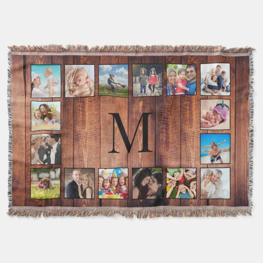 Couverture Custom Family Photo Collage Reclaimed Wood (Devant)