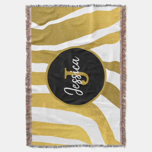 Couverture Customisé Faux Gold Zebra Print Stripes Motif (devant Vertical)