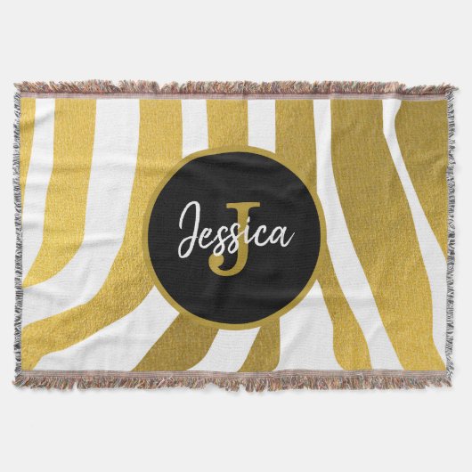 Couverture Customisé Faux Gold Zebra Print Stripes Motif (Devant)
