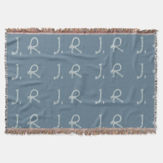Couverture Customized Blue White Rope Knot Monogram Soft Warm (Devant)