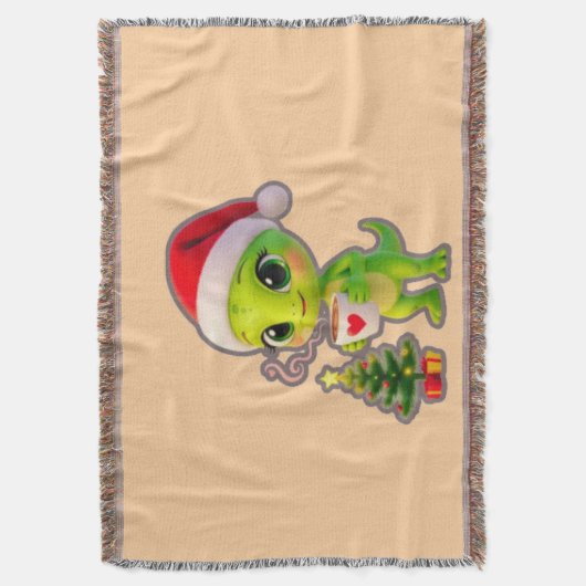 Couverture **Cute 3D Green Alien in Santa Hat with Hot Chocol (devant Vertical)