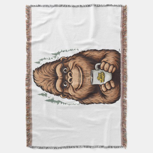 Couverture Cute Bigfoot Drinking Coffee  Funny Sasquatch  (devant Vertical)