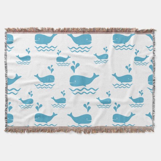 Couverture Cute Blue Whale Seamless Ocean Pattern (1) (Devant)