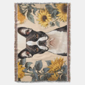 Couverture Cute Boston Terrier Yellow Sunflowers (devant Vertical)