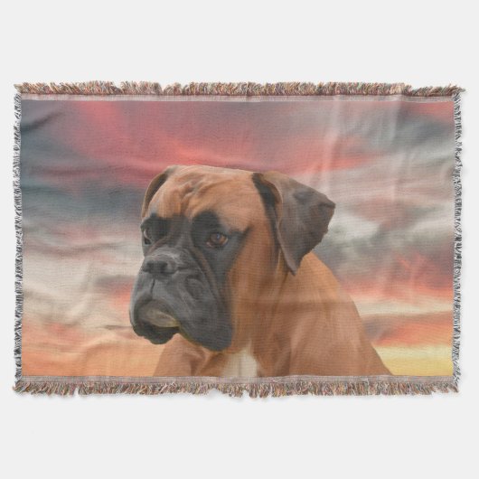 Couverture Cute Boxer Dog Eau Couleur Huile Peinture Art (Devant)