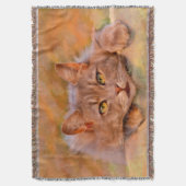 Couverture Cute Brown Chat Aquarelle Huile peinture (devant Vertical)
