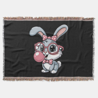Couverture Cute Bunny with Glasses Blowing Bubble Gum