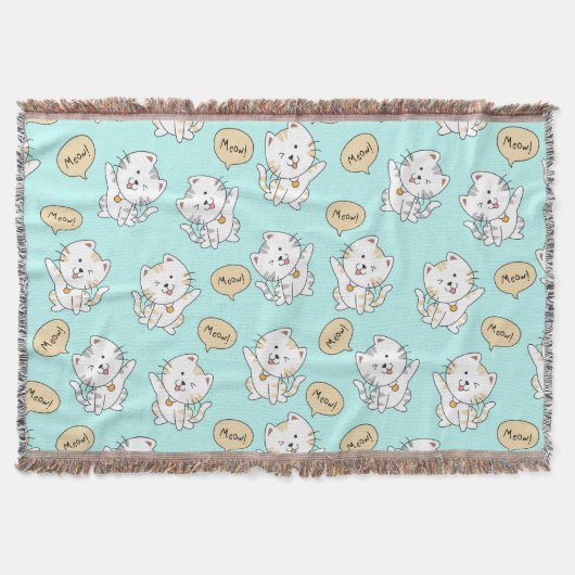 Couverture Cute Chatte - Cute Chat Lance Blanche (Devant)