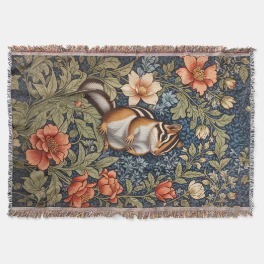 Couverture Cute Chipmunk William Morris Inspiré Floral (Devant)