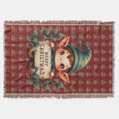 Couverture Cute Christmas Elf Holding Merry Sign Red (Devant)