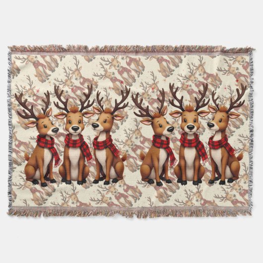 Couverture Cute Christmas Reindeer Trio with Plaid Scarves (Devant)