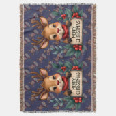 Couverture Cute Christmas Reindeer with Holly and Sign (devant Vertical)