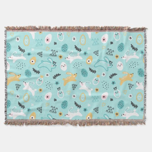 Couverture Cute Easter Bunny Pattern Kawaii Rabbits Eggs  (Devant)