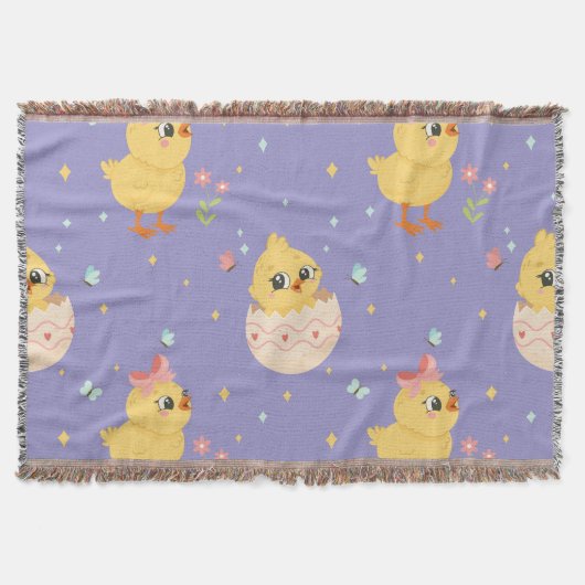 Couverture Cute Easter Chick with Pink Bow Seamless Pattern  (Devant)