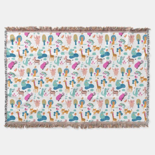 Couverture Cute et colorée Jungle Animaux Motif (Devant)