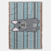 Couverture Cute French Bulldog Blue Striped (devant Vertical)