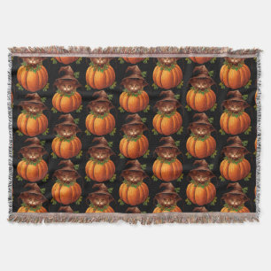 COUVERTURE CUTE FUNNY CHAT CITROUILLE