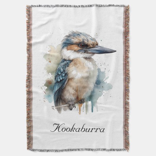 Couverture Cute Kookaburra sur une branche, personnalisé (devant Vertical)