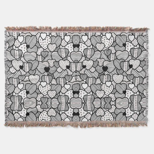 Couverture Cute noir blanc coeurs motif (Devant)