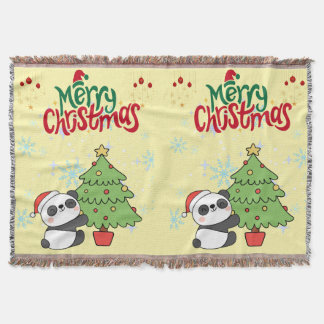 Couverture cute panda merry Christmas blanket
