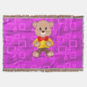 Couverture Cute Teddy Bear on Pink Geometric  (Devant)