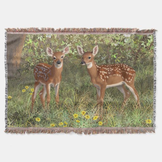 Couverture Cute White Deer Twin Fawns (Devant)