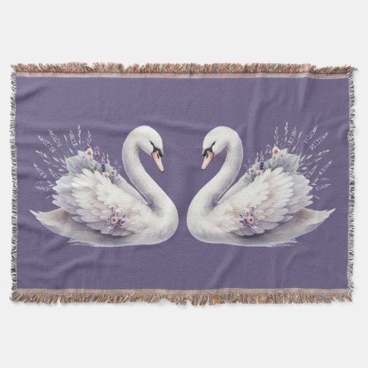 Couverture Cygne aquarelle avec fleurs de lavande (Devant)