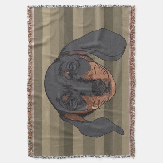 Couverture Dachshund chien Portrait Stripes (devant Vertical)