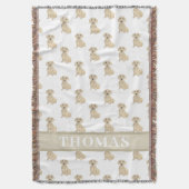 Couverture Dachshund crème lisse personnalisé (devant Vertical)