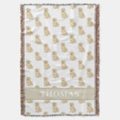 Couverture Dachshund personnalisé (poil long, fauve crème)  (devant Vertical)