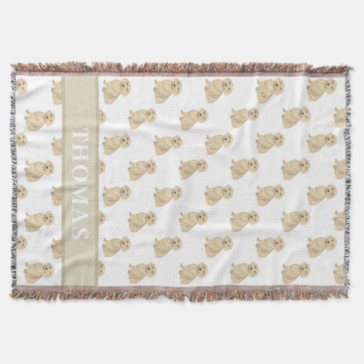 Couverture Dachshund personnalisé (poil long, fauve crème)  (Devant)