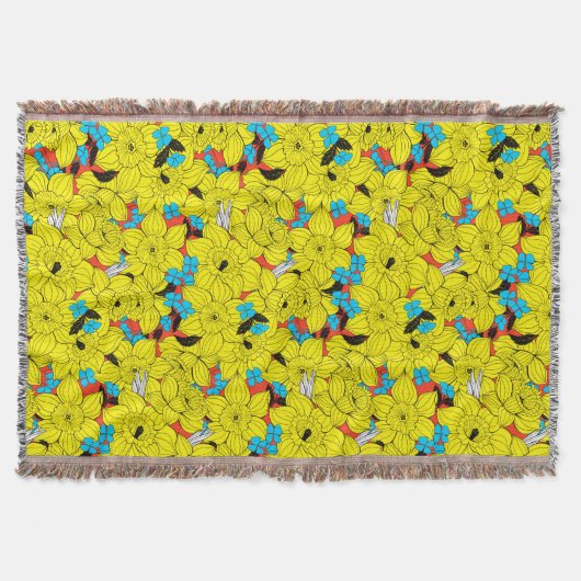 Couverture Daffodiques motif floral printanier (Devant)