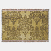 Couverture Damask Distressed Rustic Dark Yellow Gold (Devant)
