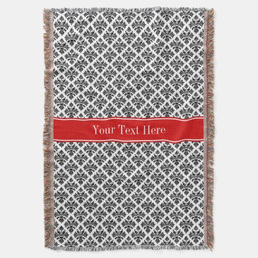 Couverture Damask noir Blanc #3 Red Name Monogram (devant Vertical)