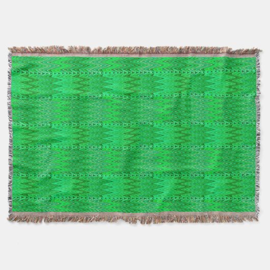 Couverture Damassé chevron ethnique, vert émeraude et vert ci (Devant)