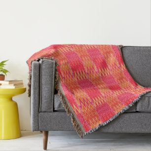 Couverture Damassé ethnique de Chevron, orange et rose de