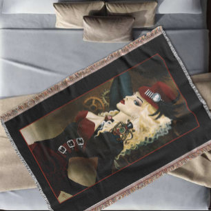 Couverture Dame Élégante Steampunk Victorienne Rouge à Mécani