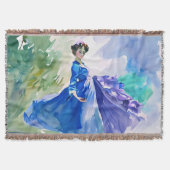 Couverture Dame en Robe Bleue - Peinture aquarelle (Devant)