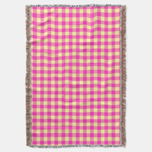 Couverture Damier Gingham Rose Clair et Jaune (devant Vertical)