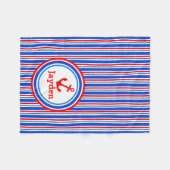 Couverture d'ancrage de nom rayé bleu, rouge et bl (Devant (Horizontal))