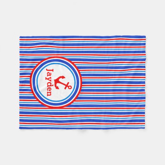 Couverture d'ancrage de nom rayé bleu, rouge et bl (Devant (Horizontal))